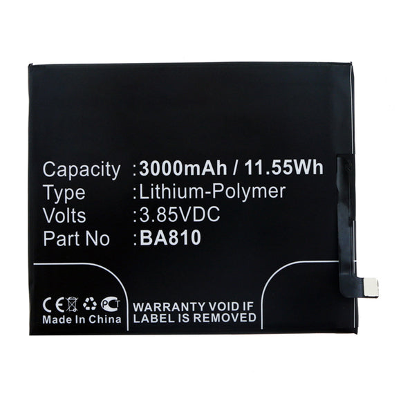 Batteries N Accessories BNA-WB-P14524 Cell Phone Battery - Li-Pol, 3.85V, 3000mAh, Ultra High Capacity - Replacement for MeiZu BA810 Battery