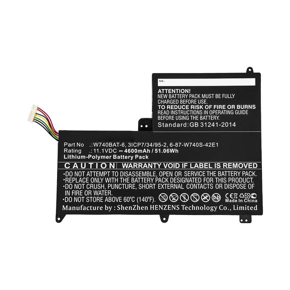 Batteries N Accessories BNA-WB-P10599 Laptop Battery - Li-Pol, 11.1V, 4600mAh, Ultra High Capacity - Replacement for Clevo W740BAT-6 Battery