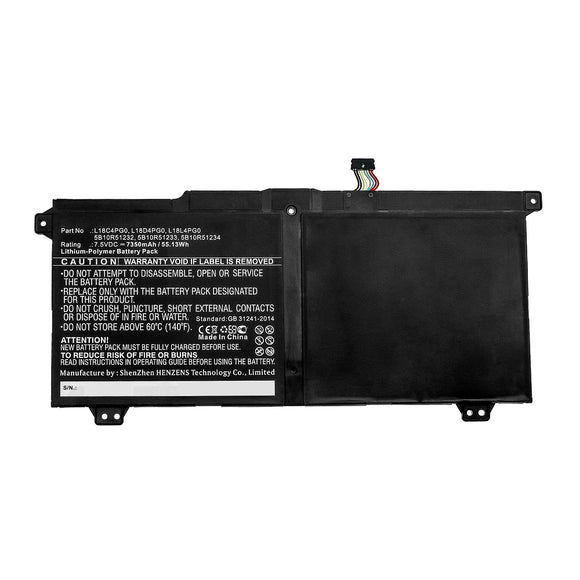 Batteries N Accessories BNA-WB-P12510 Laptop Battery - Li-Pol, 7.5V, 7350mAh, Ultra High Capacity - Replacement for Lenovo L18C4PG0 Battery
