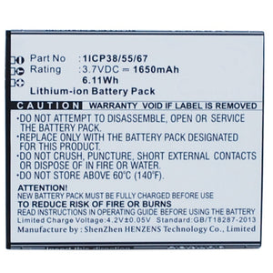 Batteries N Accessories BNA-WB-L3476 Cell Phone Battery - Li-Ion, 3.7V, 1650 mAh, Ultra High Capacity Battery - Replacement for NAVON 1ICP38/55/67 Battery