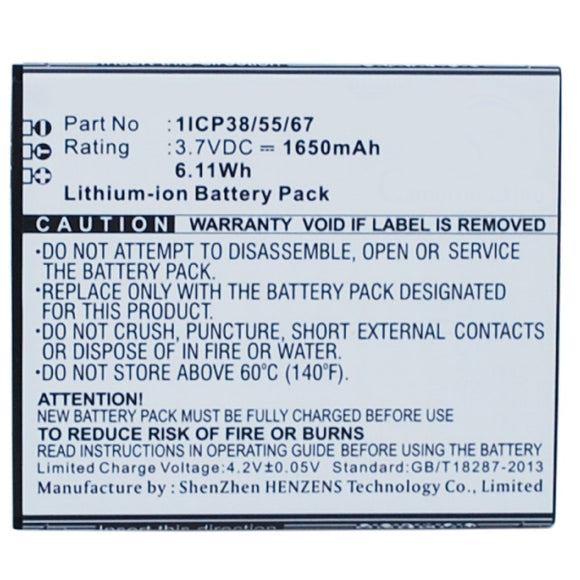 Batteries N Accessories BNA-WB-L3476 Cell Phone Battery - Li-Ion, 3.7V, 1650 mAh, Ultra High Capacity Battery - Replacement for NAVON 1ICP38/55/67 Battery