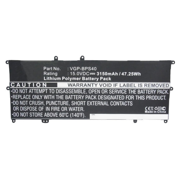 Batteries N Accessories BNA-WB-P10752 Laptop Battery - Li-Pol, 15V, 3150mAh, Ultra High Capacity - Replacement for Sony VGP-BPS40 Battery