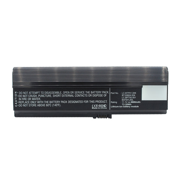 Batteries N Accessories BNA-WB-L15786 Laptop Battery - Li-ion, 11.1V, 6600mAh, Ultra High Capacity - Replacement for Acer BATEFL50L Battery