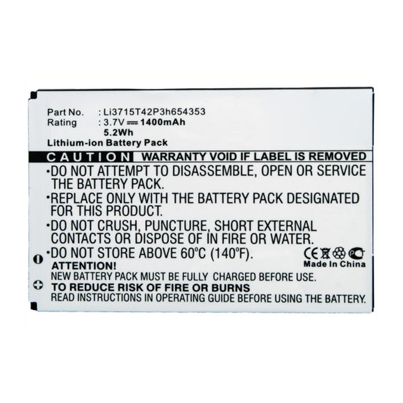 Batteries N Accessories BNA-WB-L14119 Cell Phone Battery - Li-ion, 3.7V, 1400mAh, Ultra High Capacity - Replacement for ZTE Li3715T42P3h654353 Battery