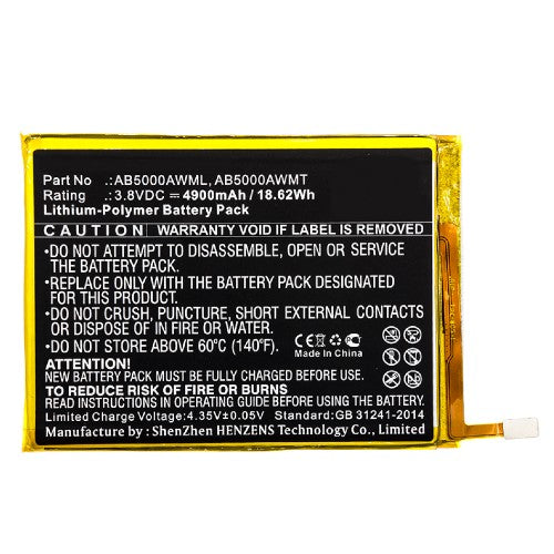 Batteries N Accessories BNA-WB-P8387 Cell Phone Battery - Li-Pol, 3.8V, 4900mAh, Ultra High Capacity Battery - Replacement for Philips AB5000AWML, AB5000AWMT Battery