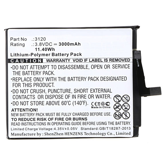 Batteries N Accessories BNA-WB-P10028 Cell Phone Battery - Li-Pol, 3.8V, 3000mAh, Ultra High Capacity - Replacement for BQ 3120 Battery