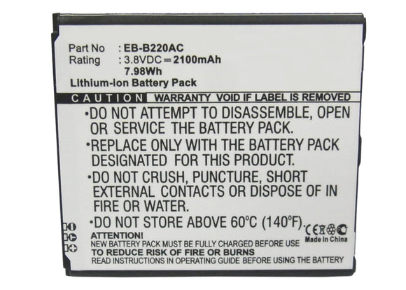 Batteries N Accessories BNA-WB-L3607 Cell Phone Battery - Li-Ion, 3.8V, 2100 mAh, Ultra High Capacity Battery - Replacement for Samsung EB-B220AC Battery