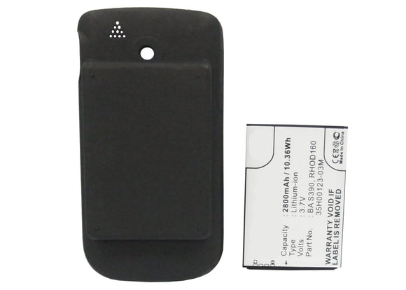 Batteries N Accessories BNA-WB-L3808 Cell Phone Battery - Li-ion, 3.7, 2800mAh, Ultra High Capacity Battery - Replacement for HTC 35H00123-00M, BA S390, RHOD160 Battery