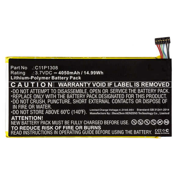 Batteries N Accessories BNA-WB-P11089 Tablet Battery - Li-Pol, 3.7V, 4050mAh, Ultra High Capacity - Replacement for Asus C11P1308 Battery