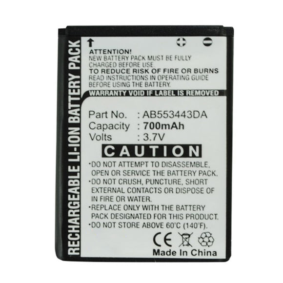 Batteries N Accessories BNA-WB-L16869 Cell Phone Battery - Li-ion, 3.7V, 700mAh, Ultra High Capacity - Replacement for Samsung AB553443DA Battery