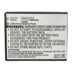 Batteries N Accessories BNA-WB-L13074 Cell Phone Battery - Li-ion, 3.7V, 1500mAh, Ultra High Capacity - Replacement for Samsung EB505165YZ Battery