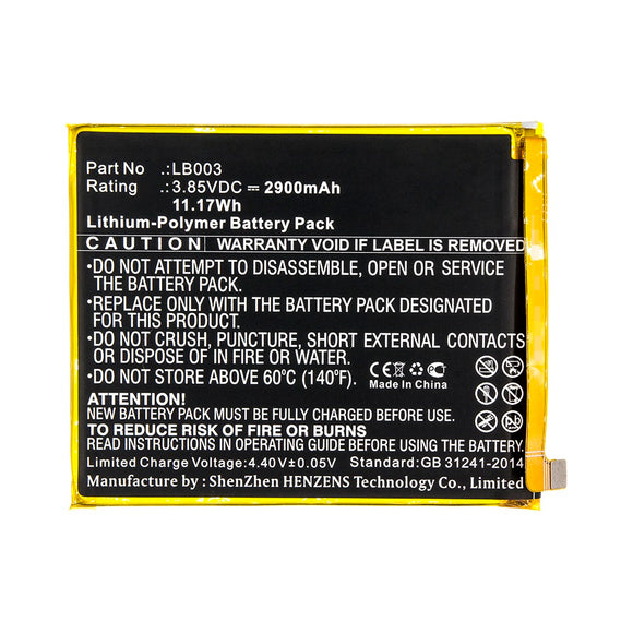 Batteries N Accessories BNA-WB-P12247 Cell Phone Battery - Li-Pol, 3.85V, 2900mAh, Ultra High Capacity - Replacement for Lenovo LB003 Battery