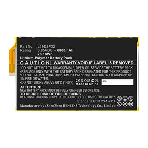 Batteries N Accessories BNA-WB-P16726 Tablet Battery - Li-Pol, 3.85V, 6800mAh, Ultra High Capacity - Replacement for Lenovo L19D2P32 Battery