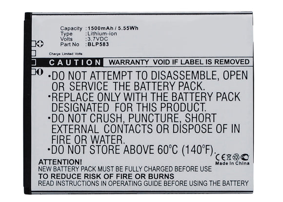 Batteries N Accessories BNA-WB-L3521 Cell Phone Battery - Li-Ion, 3.7V, 1500 mAh, Ultra High Capacity Battery - Replacement for OPPO BLP583 Battery