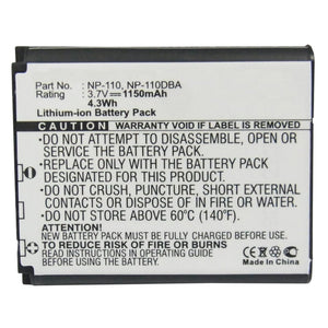 Batteries N Accessories BNA-WB-L8888 Digital Camera Battery - Li-ion, 3.7V, 1150mAh, Ultra High Capacity - Replacement for Casio NP-110 Battery