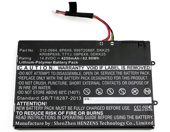 Batteries N Accessories BNA-WB-P4571 Laptops Battery - Li-Pol, 14.8V, 4250 mAh, Ultra High Capacity Battery - Replacement for Dell 08P6X6 Battery