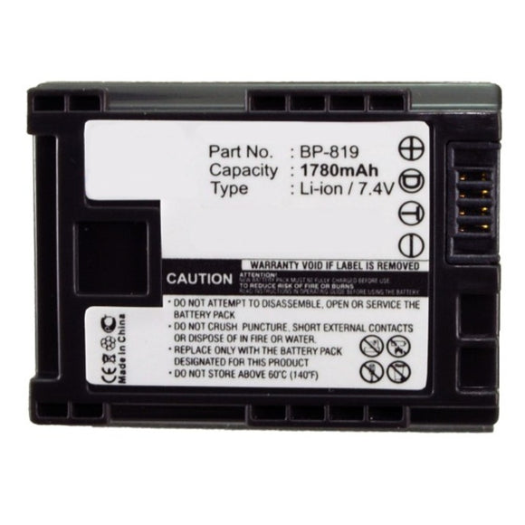 Batteries N Accessories BNA-WB-L8838 Digital Camera Battery - Li-ion, 7.4V, 1780mAh, Ultra High Capacity - Replacement for Canon BP-819 Battery