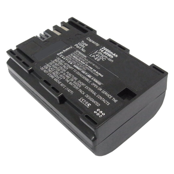 Batteries N Accessories BNA-WB-L8862 Digital Camera Battery - Li-ion, 7.4V, 2000mAh, Ultra High Capacity - Replacement for Canon LP-E6 Battery