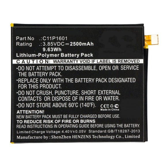 Batteries N Accessories BNA-WB-P9859 Cell Phone Battery - Li-Pol, 3.85V, 2500mAh, Ultra High Capacity - Replacement for Asus C11P1601 Battery