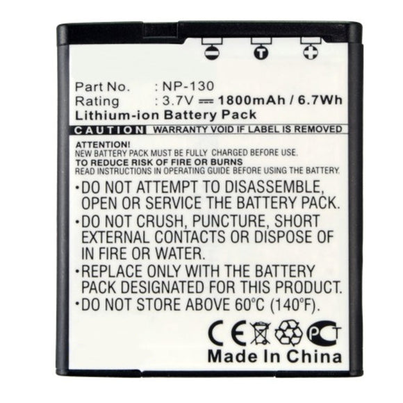 Batteries N Accessories BNA-WB-L8891 Digital Camera Battery - Li-ion, 3.7V, 1800mAh, Ultra High Capacity - Replacement for Casio NP-130 Battery