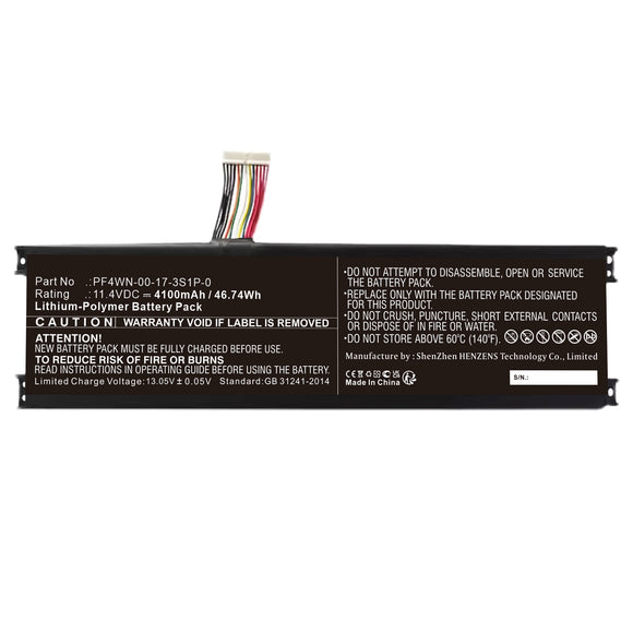 Batteries N Accessories BNA-WB-P19132 Laptop Battery - Li-Pol, 11.4V, 4100mAh, Ultra High Capacity - Replacement for HASEE PF4WN-00-13-3S1P-0 Battery