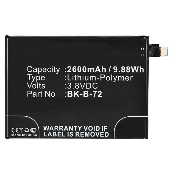 Batteries N Accessories BNA-WB-P9905 Cell Phone Battery - Li-Pol, 3.8V, 2600mAh, Ultra High Capacity - Replacement for BBK BK-B-72 Battery