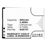 Batteries N Accessories BNA-WB-L8249 Cell Phone Battery - Li-ion, 3.7V, 800mAh, Ultra High Capacity Battery - Replacement for Blu N4S75J, N4S75T Battery