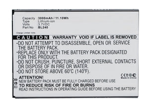 Batteries N Accessories BNA-WB-P3416 Cell Phone Battery - Li-Pol, 3.7V, 3000 mAh, Ultra High Capacity Battery - Replacement for Lenovo BL240 Battery