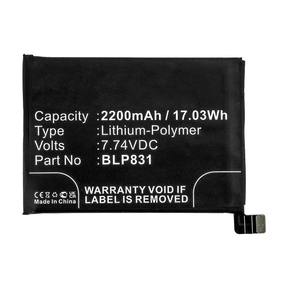 Batteries N Accessories BNA-WB-P14746 Cell Phone Battery - Li-Pol, 7.74V, 2200mAh, Ultra High Capacity - Replacement for OPPO BLP831 Battery