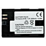 Batteries N Accessories BNA-WB-L8861 Digital Camera Battery - Li-ion, 7.4V, 1800mAh, Ultra High Capacity - Replacement for Canon LP-E6 Battery