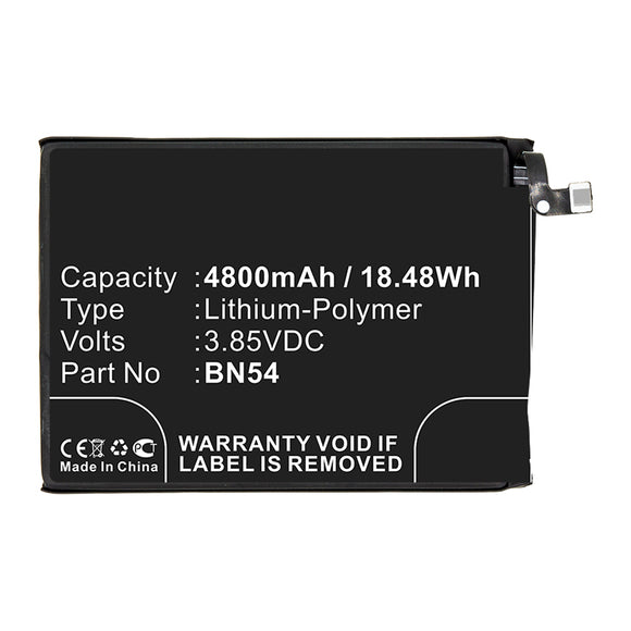 Batteries N Accessories BNA-WB-P14909 Cell Phone Battery - Li-Pol, 3.85V, 4800mAh, Ultra High Capacity - Replacement for Xiaomi BN54 Battery