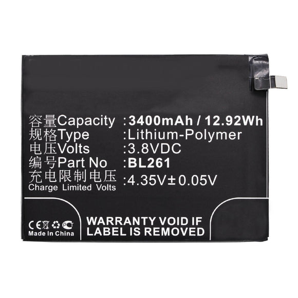 Batteries N Accessories BNA-WB-P3407 Cell Phone Battery - Li-Pol, 3.8V, 3400 mAh, Ultra High Capacity Battery - Replacement for Lenovo BL261 Battery