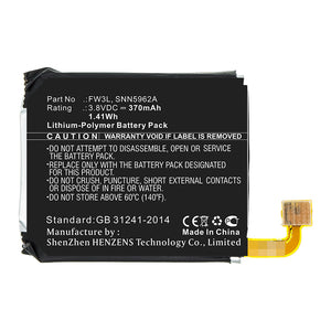 Batteries N Accessories BNA-WB-P15361 Smartwatch Battery - Li-Pol, 3.8V, 370mAh, Ultra High Capacity - Replacement for Motorola FW3L Battery