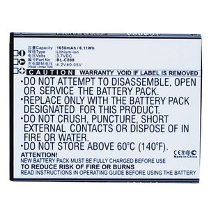 Batteries N Accessories BNA-WB-L3298 Cell Phone Battery - Li-Ion, 3.7V, 1650 mAh, Ultra High Capacity Battery - Replacement for GIONEE BL-C008 Battery