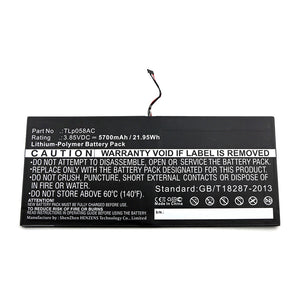 Batteries N Accessories BNA-WB-P16279 Tablet Battery - Li-Pol, 3.85V, 5700mAh, Ultra High Capacity - Replacement for Alcatel TLp058AC Battery