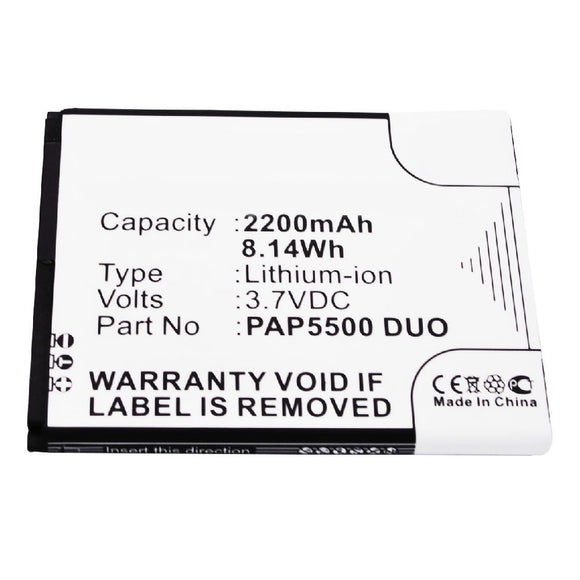 Batteries N Accessories BNA-WB-L3547 Cell Phone Battery - Li-Ion, 3.7V, 2200 mAh, Ultra High Capacity Battery - Replacement for Prestigio PAP5500DUO Battery