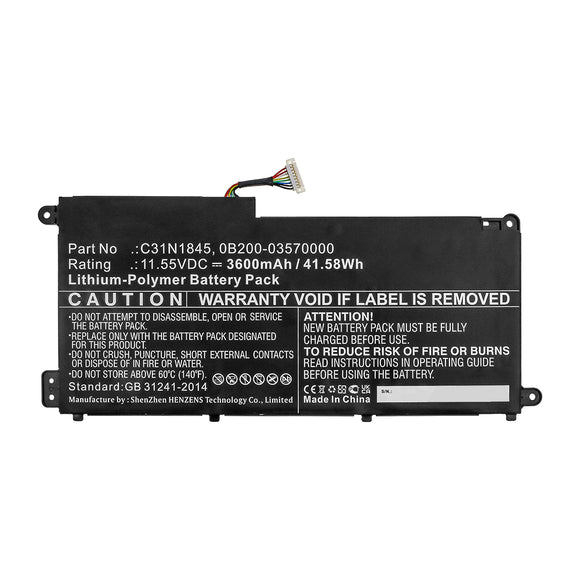 Batteries N Accessories BNA-WB-P15883 Laptop Battery - Li-Pol, 11.55V, 3600mAh, Ultra High Capacity - Replacement for Asus C31N1845 Battery