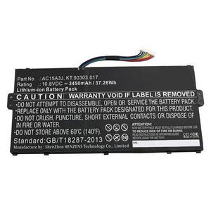 Batteries N Accessories BNA-WB-L10336 Laptop Battery - Li-ion, 10.8V, 3450mAh, Ultra High Capacity - Replacement for Acer AC15A3J Battery