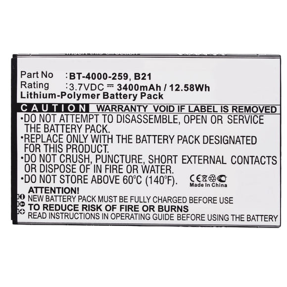 Batteries N Accessories BNA-WB-P3211 Cell Phone Battery - Li-Pol, 3.7V, 3400 mAh, Ultra High Capacity Battery - Replacement for BQ B21 Battery
