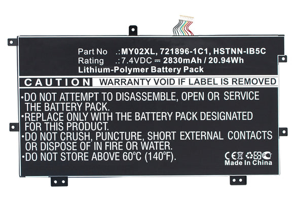 Batteries N Accessories BNA-WB-P4597 Laptops Battery - Li-Pol, 7.4V, 2830 mAh, Ultra High Capacity Battery - Replacement for HP 721896-1C1 Battery