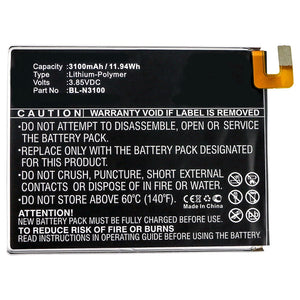 Batteries N Accessories BNA-WB-P11552 Cell Phone Battery - Li-Pol, 3.85V, 3100mAh, Ultra High Capacity - Replacement for GIONEE BL-N3100 Battery