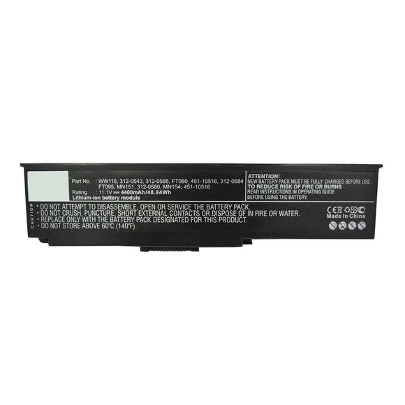 Batteries N Accessories BNA-WB-L15948 Laptop Battery - Li-ion, 11.1V, 4400mAh, Ultra High Capacity - Replacement for Dell FT080 Battery