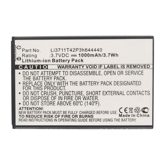 Batteries N Accessories BNA-WB-L14121 Cell Phone Battery - Li-ion, 3.7V, 1000mAh, Ultra High Capacity - Replacement for ZTE Li3711T42P3h644440 Battery