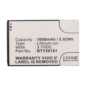 Batteries N Accessories BNA-WB-L14552 Cell Phone Battery - Li-ion, 3.7V, 1600mAh, Ultra High Capacity - Replacement for Mobistel BTY26181 Battery