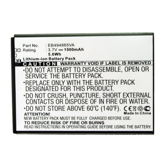 Batteries N Accessories BNA-WB-L13088 Cell Phone Battery - Li-ion, 3.7V, 1500mAh, Ultra High Capacity - Replacement for Samsung EB494865VA Battery