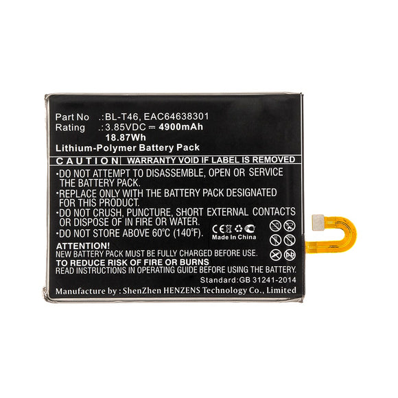 Batteries N Accessories BNA-WB-P12351 Cell Phone Battery - Li-Pol, 3.85V, 4900mAh, Ultra High Capacity - Replacement for LG BL-T46 Battery