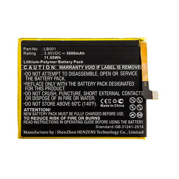 Batteries N Accessories BNA-WB-P12273 Cell Phone Battery - Li-Pol, 3.85V, 3000mAh, Ultra High Capacity - Replacement for Lenovo LB001 Battery