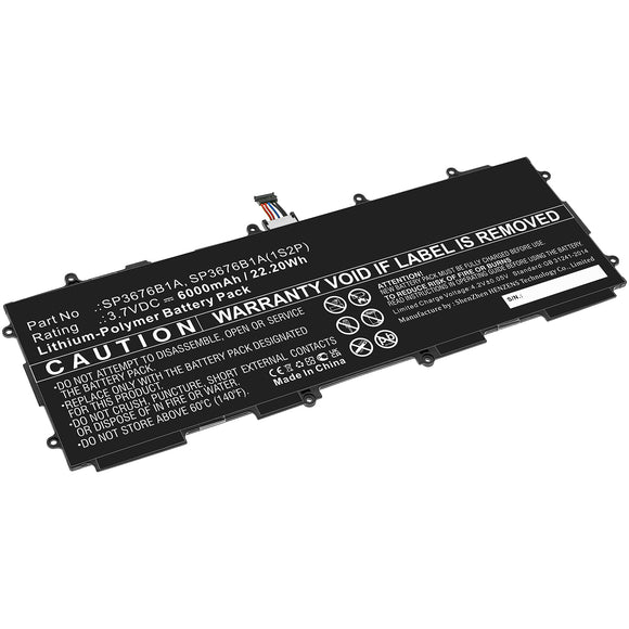 Batteries N Accessories BNA-WB-P9737 Tablet Battery - Li-Pol, 3.7V, 6000mAh, Ultra High Capacity - Replacement for Samsung SP3676B1A Battery