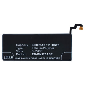 Batteries N Accessories BNA-WB-P9540 Cell Phone Battery - Li-Pol, 3.8V, 3000mAh, Ultra High Capacity - Replacement for Samsung EB-BN920ABE Battery