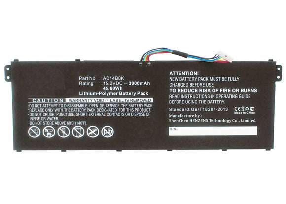 Batteries N Accessories BNA-WB-P4510 Laptops Battery - Li-Pol, 15.2V, 3000 mAh, Ultra High Capacity Battery - Replacement for Acer AC011353 Battery